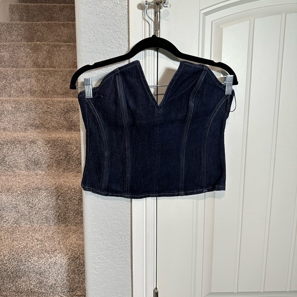 Zara SPLIT DENIM bustier CORSET in rinse - Picture 9 of 12